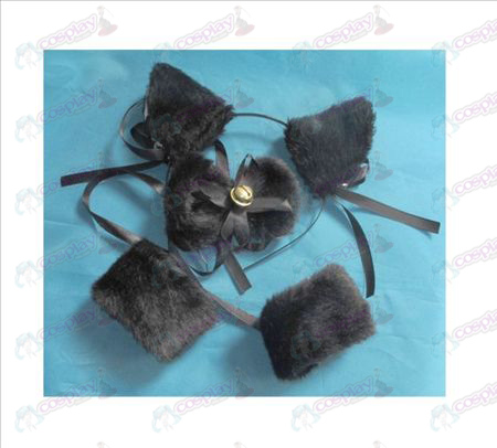 Schieben Sie die Glocke die Katze Ohren + black tie + elastisches Armband