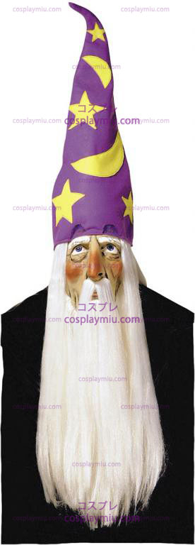 Wizard Maske mit Haaren und Hut