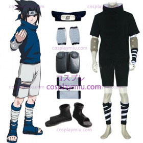 Naruto Sasuke Uchiha Schwarz Cosplay Kostüme und Zubehör-Set