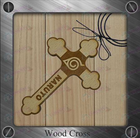 Naruto - Konoha Marke Holzkreuz Halskette