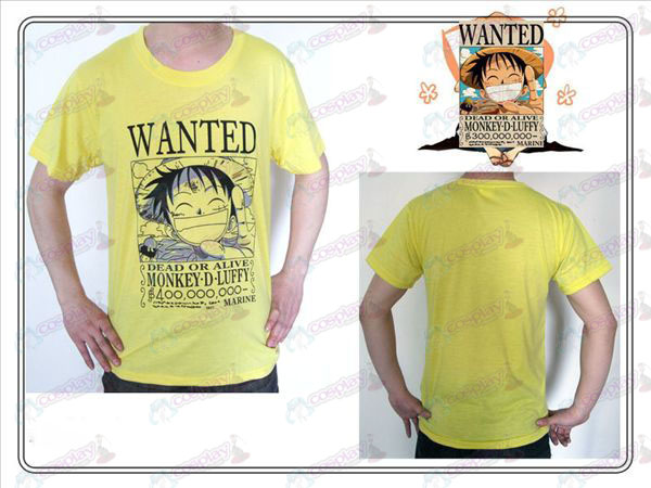 One Piece Ruffy Zubehör Gesucht T-Shirt (gelb)