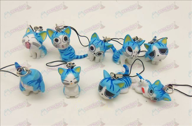 9 Süße Katzen Zubehör Toy Machine Strap (Blau)