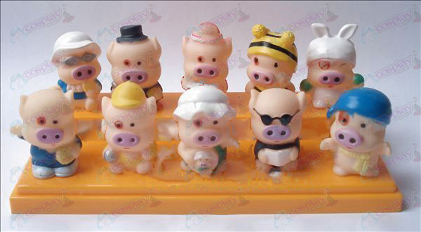 10 Kunststoff-Puppe McDull Schwein Teich