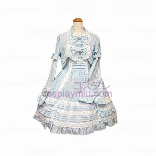 Blau Nette 2-teiliges Kleid mit langen Ärmeln Kleid Lolita Cosplay Kostüme