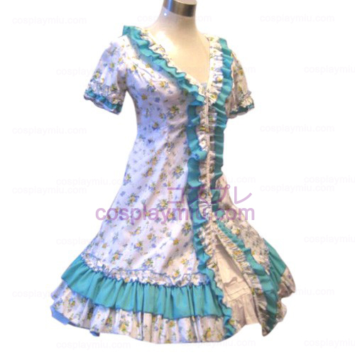 Garden Style Blue gebrochen Blumenkleid Lolita Cosplay Kostüme