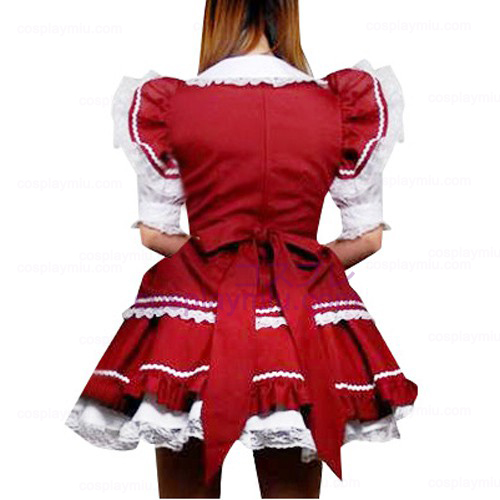 Red And White Spitzenbesatz Lolita Cosplay Kleid