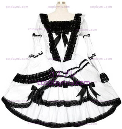 Black And White Spitzenbesatz Gothic Lolita Cosplay Kleid