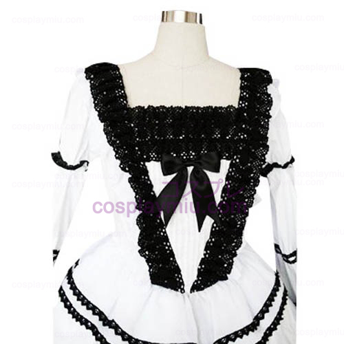 Black And White Spitzenbesatz Gothic Lolita Cosplay Kleid