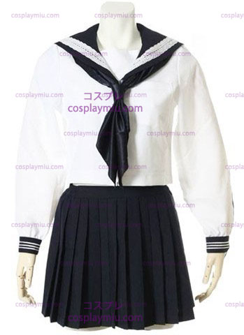Weiße Langarm Sailor Schuluniform Cosplay Kostüme