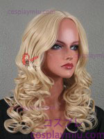 20 "Natural Blonde Curly Midpart Cosplay Perücke