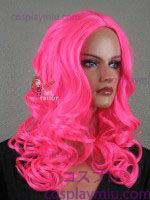 20 "Hot Pink Curly Midpart Cosplay Perücke